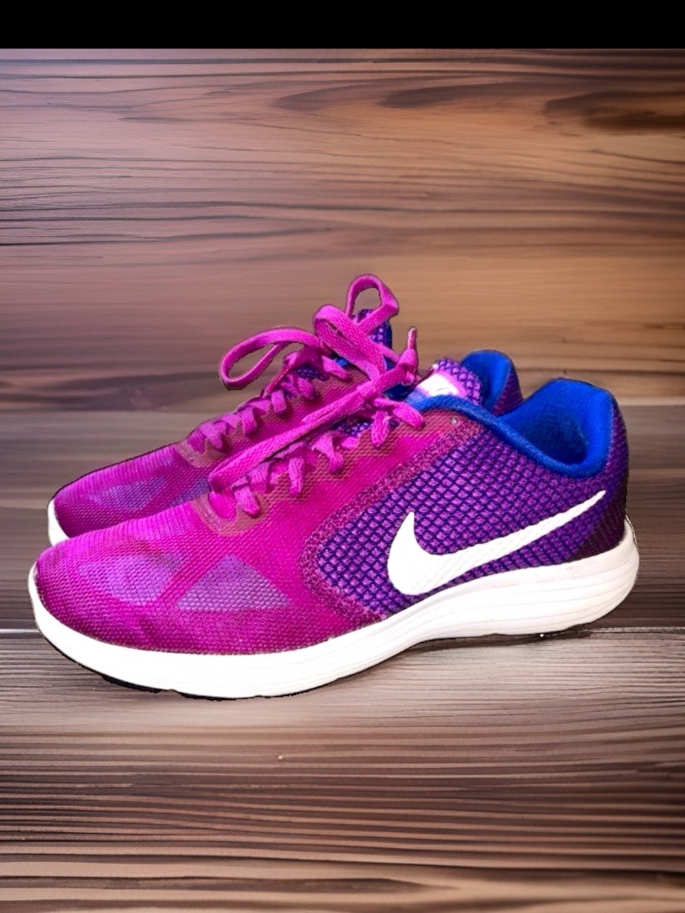 Nike Revolution 3 Hyper Violet Women's Mesh Lace-Up Low Top Sneakers, Women’s 8